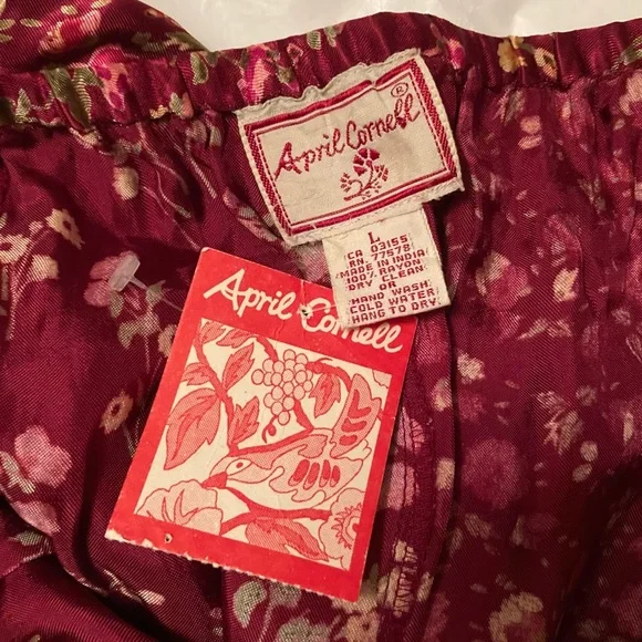 Vintage April Cornell Satiny Floral Skirt - Picture 13 of 14